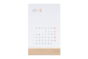 Kalendarz biurkowy miesięczny stojący