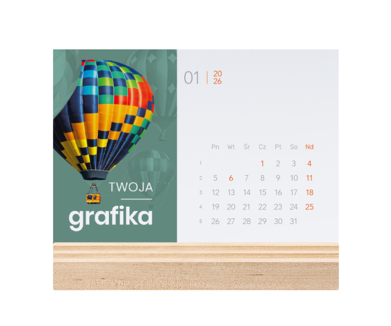 Kalendarz biurkowy z miejscem na przybory do pisania