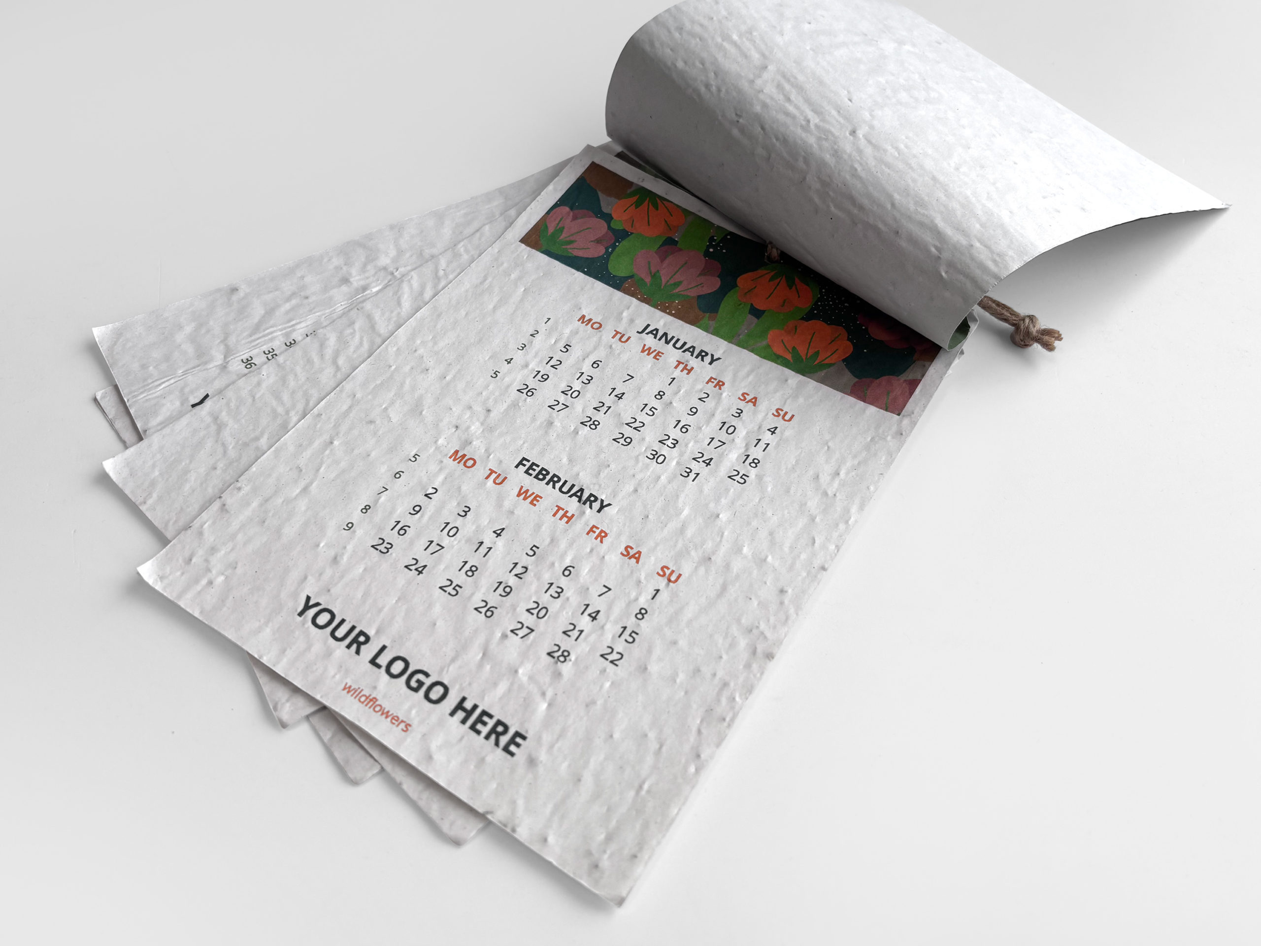 Kalendarz ścienny z bawełnianym sznurkiem