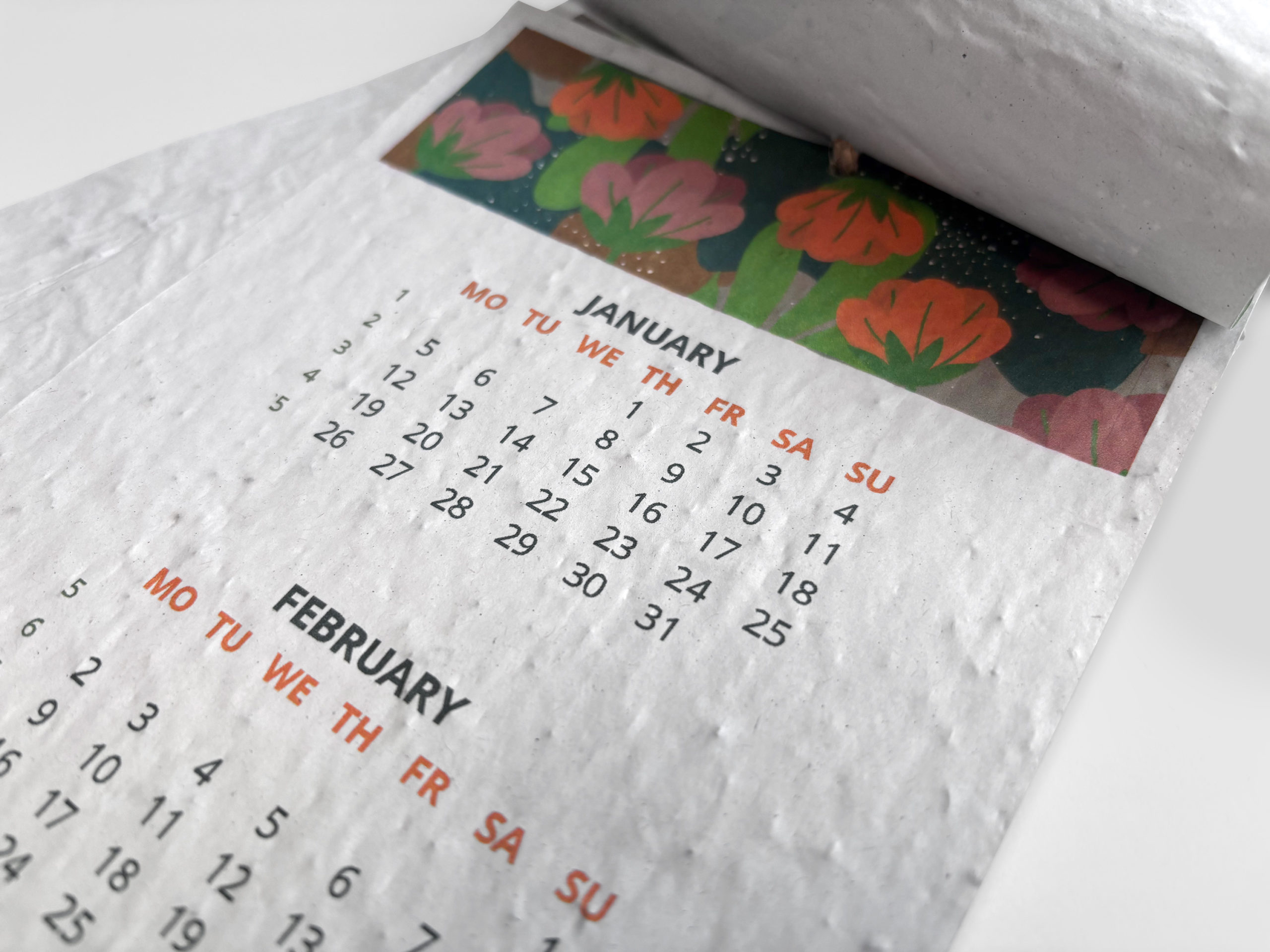 Kalendarz ścienny z bawełnianym sznurkiem