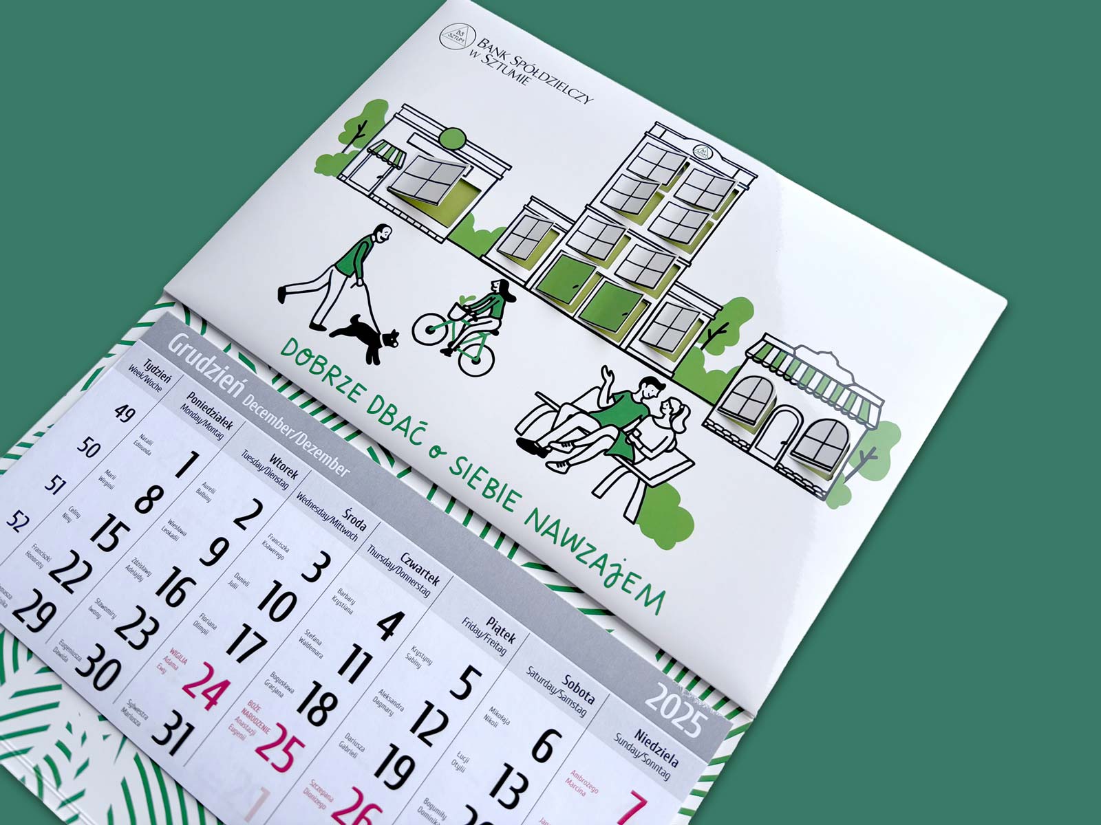 Kalendarz trójdzielny z efektem 3D