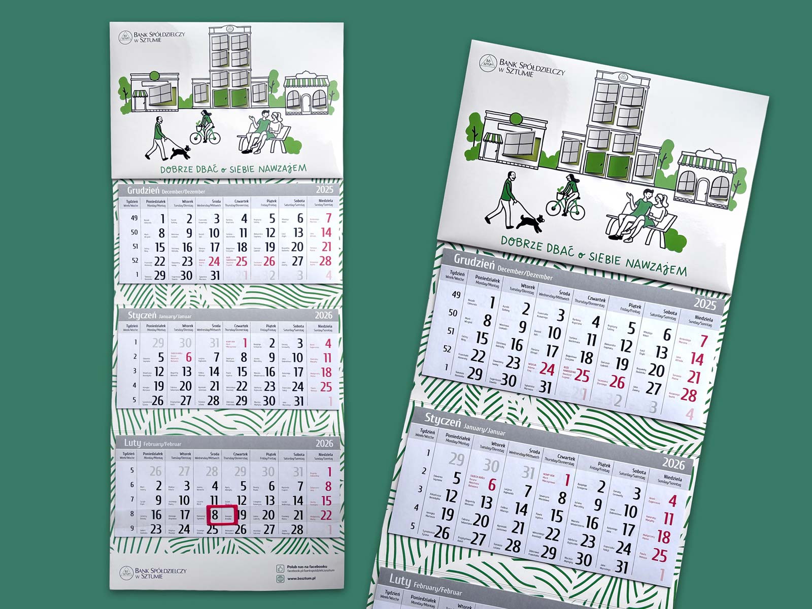 Kalendarz trójdzielny z efektem 3D