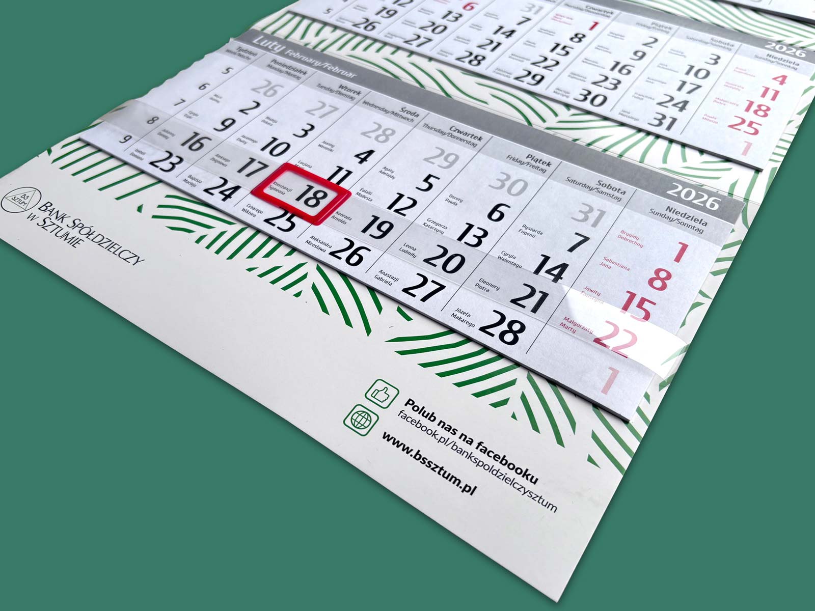 Kalendarz trójdzielny z efektem 3D